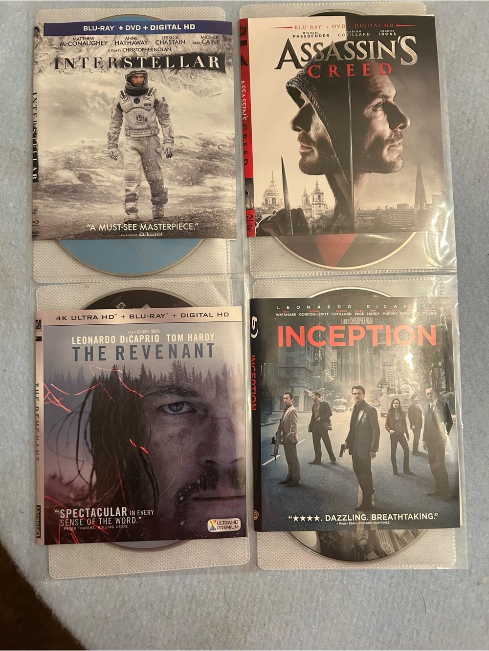 4 Blu-ray dvds in sleeves